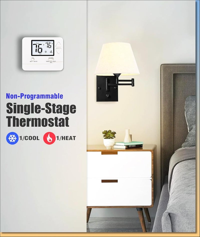 Heagstat Non Programmable Thermostat, Single-Stage 1 Heat 1 Cool, Simple Digital Thermostats for Home - Image 2